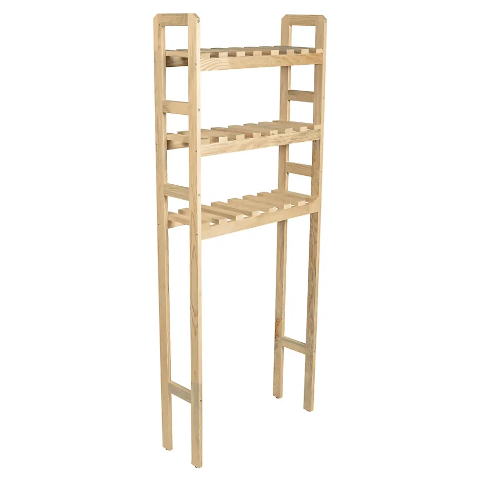 Etagère pour machine à laver Alslev 3 niveaux pin 160 x 64 x 21 cm naturel en.casa