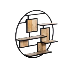 Etagère ronde en bois de manguier et métal Colm
