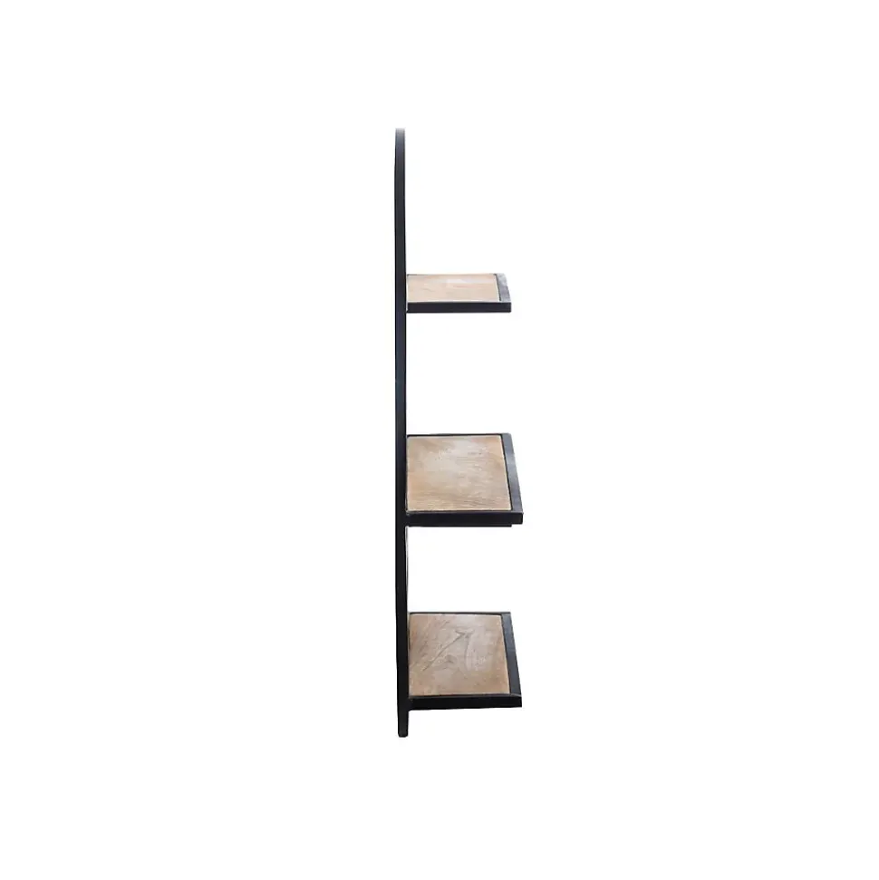 Etagère ronde en bois de manguier et métal Colm