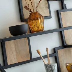 Etagère ronde en bois de manguier et métal Colm
