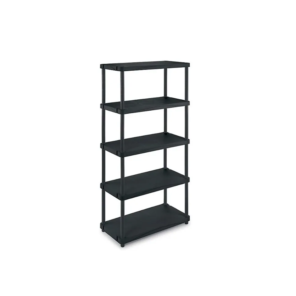 Etagère résine noire 5 tablettes L61xP31xH172 cm Charge 30kg par tablette ITOOLS