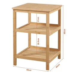 Etagère sur pied Ikerasak à 3 niveaux 60 x 40 x 40 cm bambou en.casa