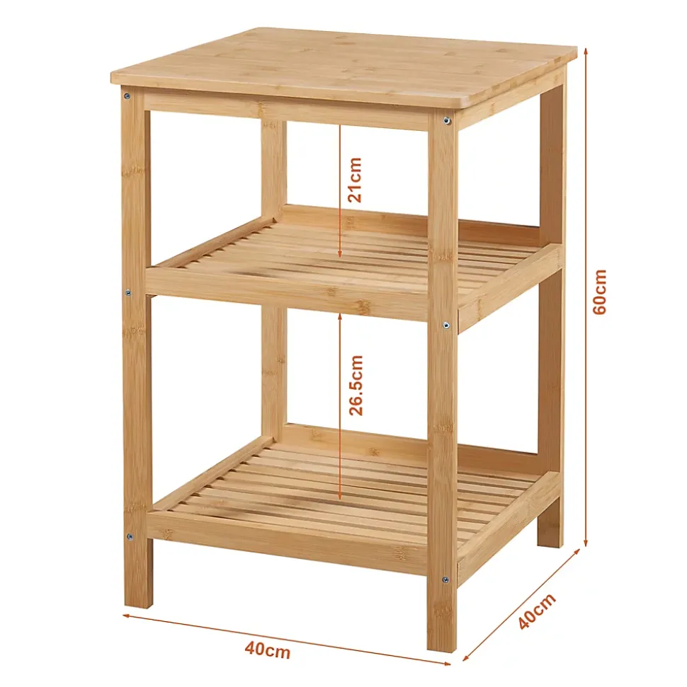 Etagère sur pied Ikerasak à 3 niveaux 60 x 40 x 40 cm bambou en.casa