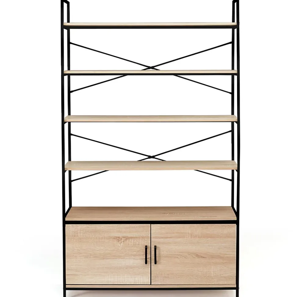 Etagère XL 5 niveaux avec placard DETROIT design industriel 170 CM