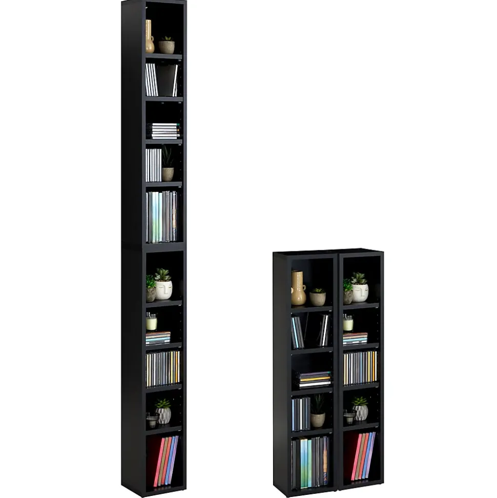 Etagères modulables MUSIQUE pour CD et DVD, en mélaminé noir mat