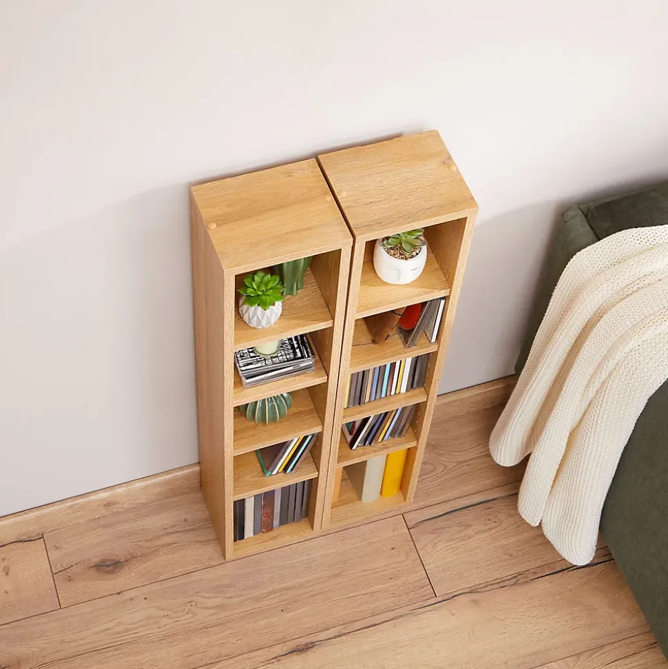 Etagères modulables MUSIQUE pour CD et DVD, en mélaminé décor chêne sauvage