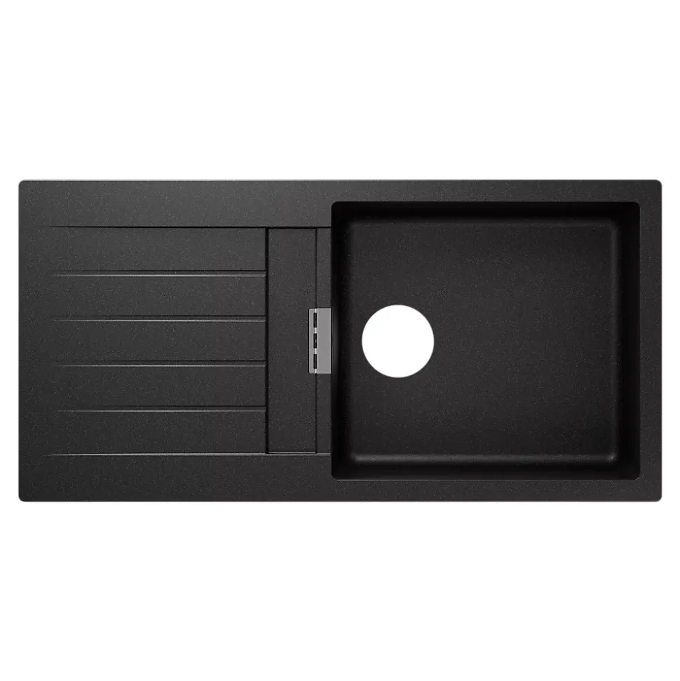 Evier à encastrer en composite quartz gris 1 bac et égouttoir l. 50 x H. 30,4 x P. 19,7 cm GoodHome Torla