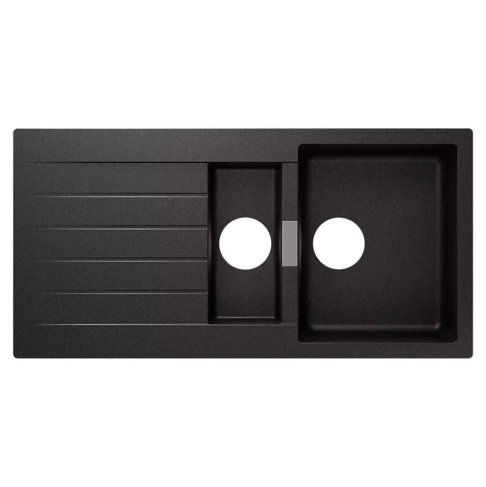 Evier à encastrer en composite quartz gris 1,5 bacs et égouttoir l. 50 x H. 30,4 x P. 19,7 cm GoodHome Torla