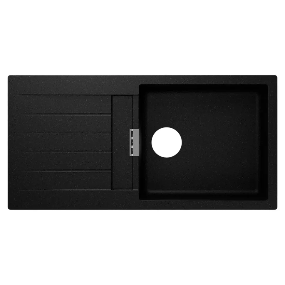 Evier à encastrer en composite quartz noir 1 bac et égouttoir l. 50 x H. 30,4 x P. 19,7 cm GoodHome Torla