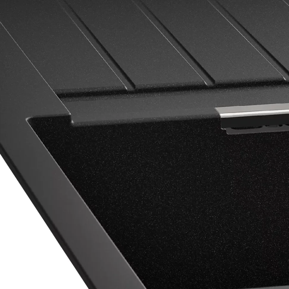 Evier à encastrer en composite quartz noir 1 bac et égouttoir l. 50 x H. 30,4 x P. 19,7 cm GoodHome Torla