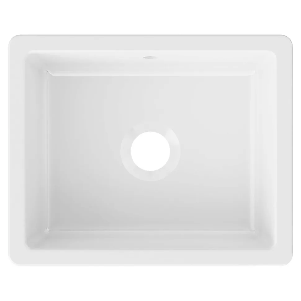 Evier à encastrer en céramique blanc 1 bac l. 46 x L.56,5 x P. 20 cm GoodHome Hyssop