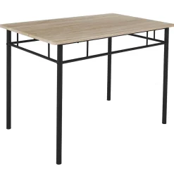 FAUSTIN - Ensemble Repas 4 Personnes Table et Chaises en MDF et Pieds Métal Noir