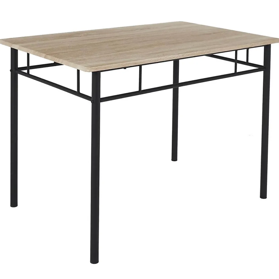 FAUSTIN - Ensemble Repas 4 Personnes Table et Chaises en MDF et Pieds Métal Noir