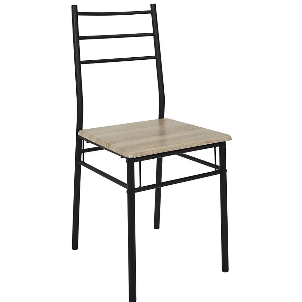 FAUSTIN - Ensemble Repas 4 Personnes Table et Chaises en MDF et Pieds Métal Noir