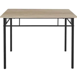 FAUSTIN - Ensemble Repas 4 Personnes Table et Chaises en MDF et Pieds Métal Noir