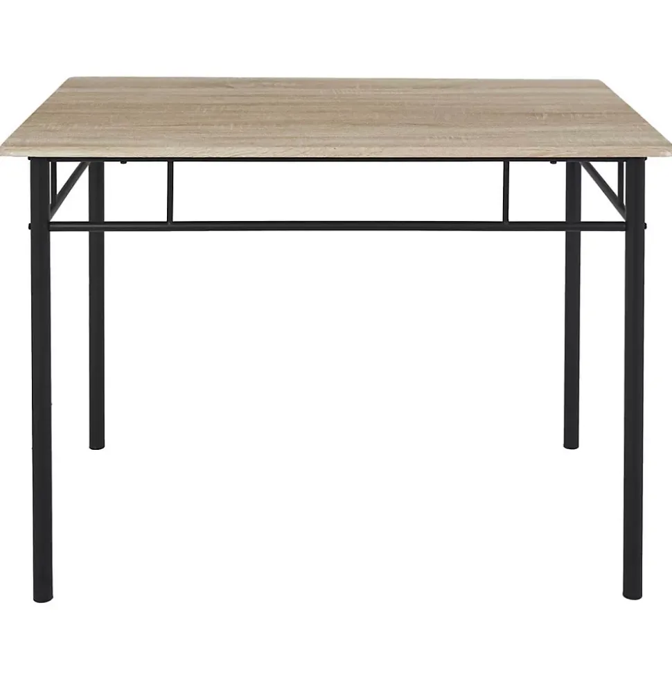 FAUSTIN - Ensemble Repas 4 Personnes Table et Chaises en MDF et Pieds Métal Noir