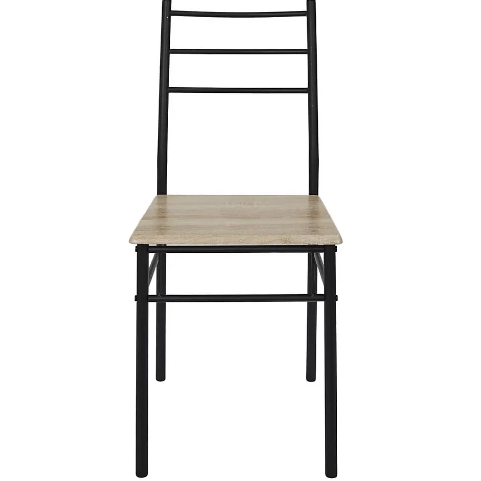 FAUSTIN - Ensemble Repas 4 Personnes Table et Chaises en MDF et Pieds Métal Noir