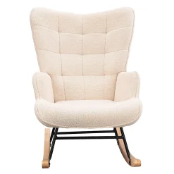 Fauteuil à Bascule,Fauteuil d'allaitement rembourré,pour Salon,Chambre à Coucher,Charge maximale,130 kg ,Beige,75 x 68 x 92 cm