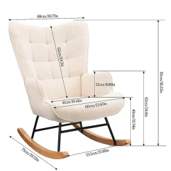 Fauteuil à Bascule,Fauteuil d'allaitement rembourré,pour Salon,Chambre à Coucher,Charge maximale,130 kg ,Beige,75 x 68 x 92 cm