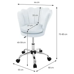Fauteuil de bureau à roulettes bleu clair hauteur réglable chaise en velours