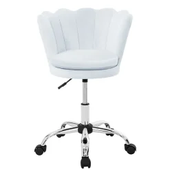 Fauteuil de bureau à roulettes bleu clair hauteur réglable chaise en velours