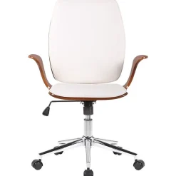 Fauteuil de bureau Burbank CLP Noyer blanc similicuir pivotant