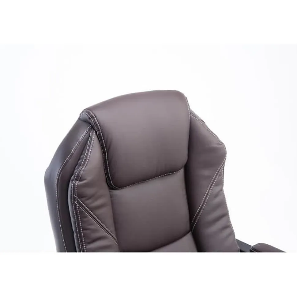 Fauteuil de bureau Castle CLP Marron similicuir avec repose pieds
