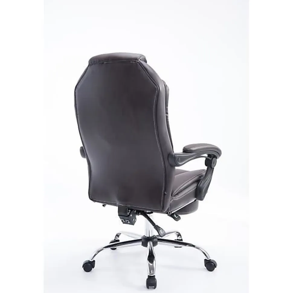 Fauteuil de bureau Castle CLP Marron similicuir avec repose pieds
