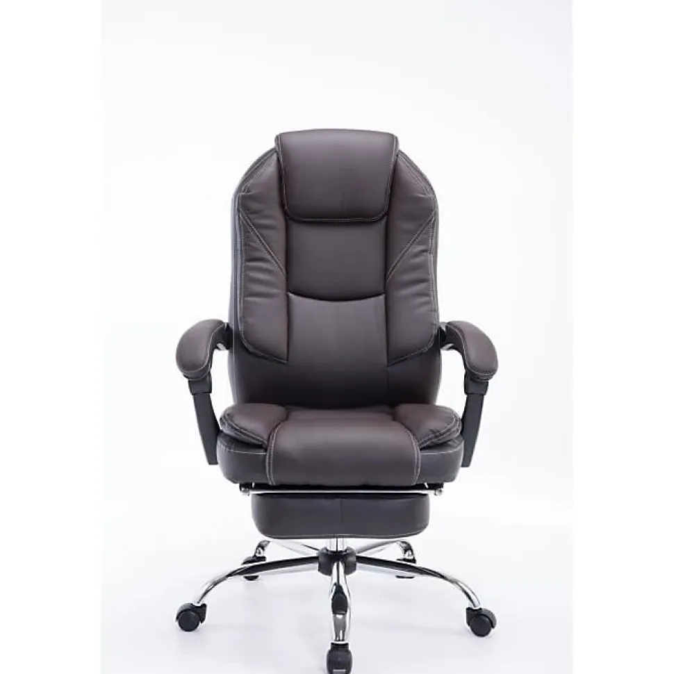 Fauteuil de bureau Castle CLP Marron similicuir avec repose pieds