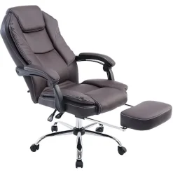 Fauteuil de bureau Castle CLP Marron similicuir avec repose pieds