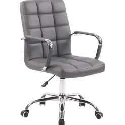 Fauteuil de bureau CLP Deli similicuir gris hauteur réglable