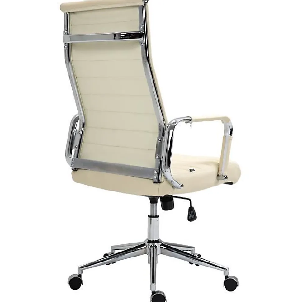 Fauteuil de bureau CLP Kolumbus cuir véritable crème 105-115 cm