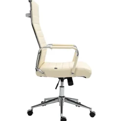 Fauteuil de bureau CLP Kolumbus cuir véritable crème 105-115 cm