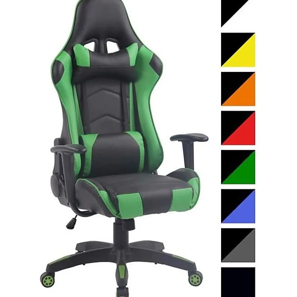 Fauteuil de bureau CLP Miracle V2 simili cuir noir vert