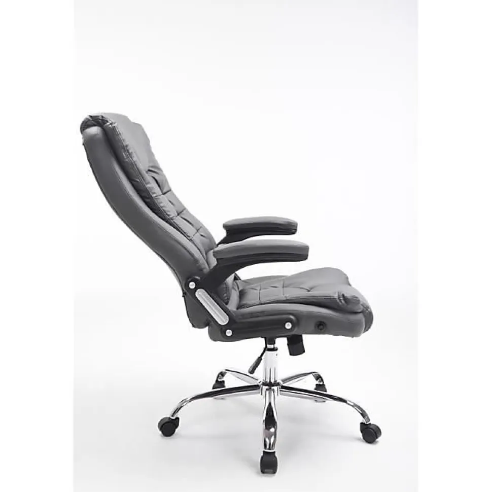 Fauteuil de bureau CLP Thor XXL Similicuir Gris réglable 5 roulettes