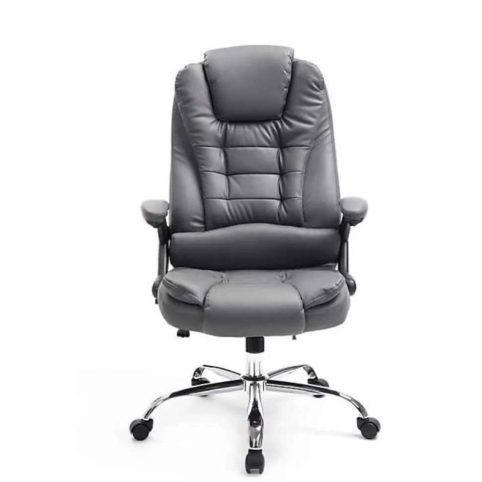 Fauteuil de bureau CLP Thor XXL Similicuir Gris réglable 5 roulettes