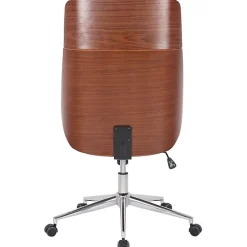 Fauteuil de bureau CLP Varel similicuir noir coque noyer réglable