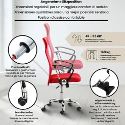 Fauteuil de bureau CLP Washington Rouge simili maille 140kg
