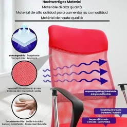 Fauteuil de bureau CLP Washington Rouge simili maille 140kg