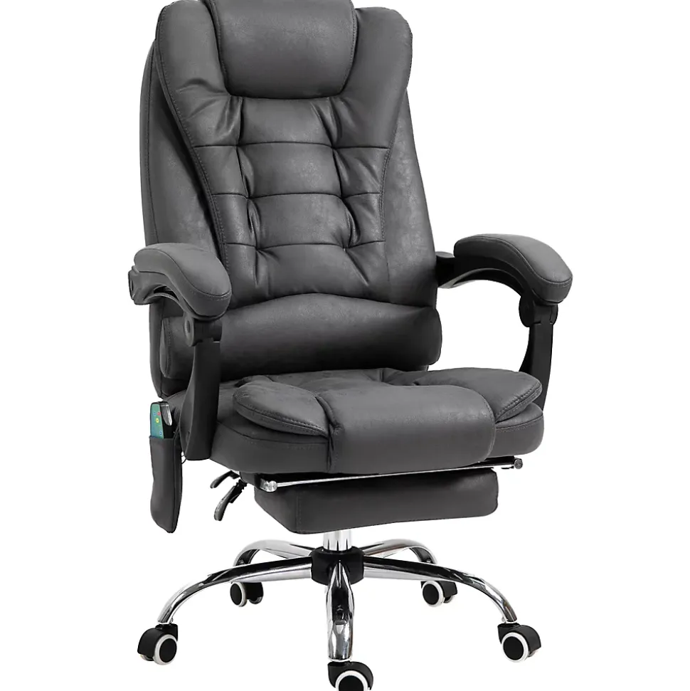 Fauteuil de bureau direction massant chauffant hauteur réglable dossier inclinable tissu gris