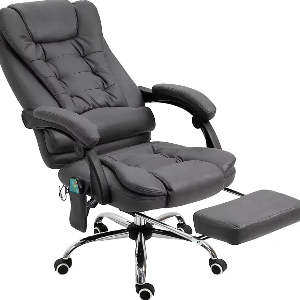 Fauteuil de bureau direction massant chauffant hauteur réglable dossier inclinable tissu gris