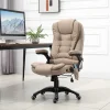 Fauteuil de bureau direction massant chauffant hauteur réglable dossier inclinable toile de lin beige