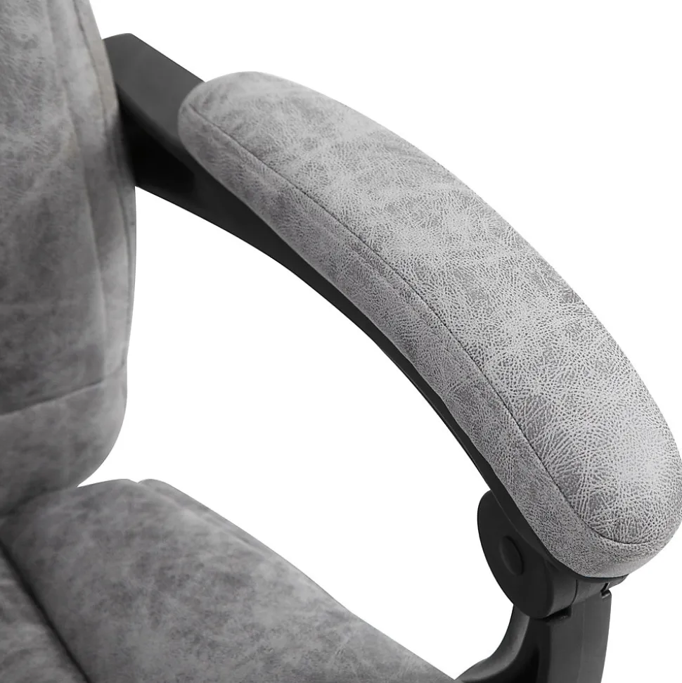 Fauteuil de bureau direction massant chauffant hauteur réglable dossier inclinable repose-pied revêtement synthétique gris