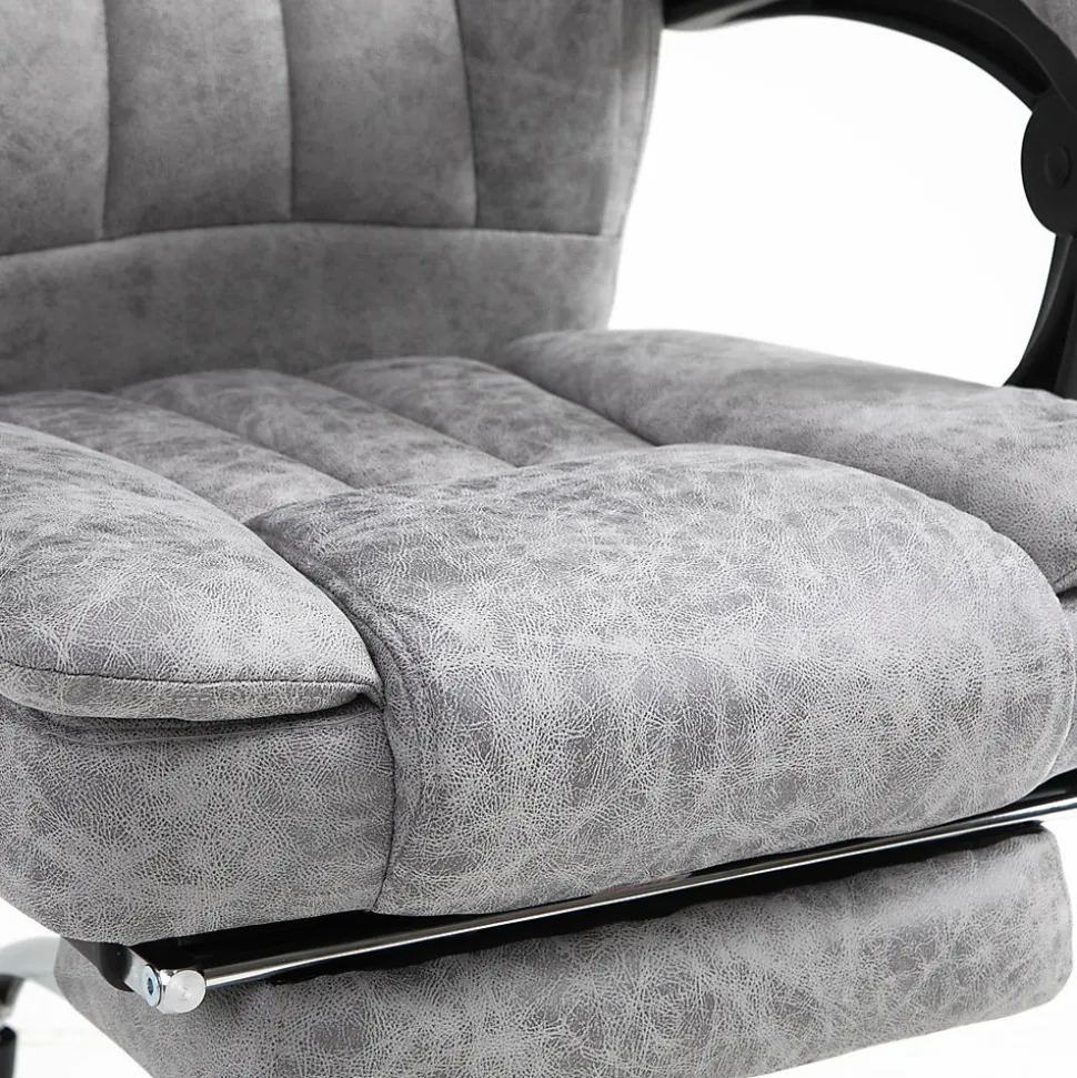 Fauteuil de bureau direction massant chauffant hauteur réglable dossier inclinable repose-pied revêtement synthétique gris
