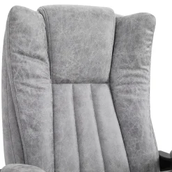 Fauteuil de bureau direction massant chauffant hauteur réglable dossier inclinable repose-pied revêtement synthétique gris