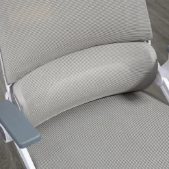 Fauteuil de Bureau Ergonomique Gris avec Appui-Tête Réglable, Soutien Lombaire, Hauteur et Accoudoirs Ajustables, Dossier en Mesh