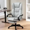 Fauteuil de Bureau Ergonomique - Chaise de Bureau Massant Chauffant avec Repose-Pieds, Inclinable et Pivotant, PU Gris Clair