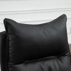Fauteuil de Bureau Ergonomique Inclinable avec Repose-Pieds - PU Confortable, Réglable, Noir, 66x72x130 cm