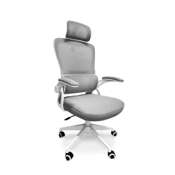 Fauteuil de bureau ergonomique Frankystar Lyn blanc avec appui-tête et support lombaire