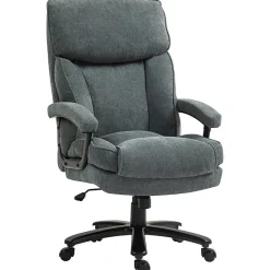 Fauteuil de Bureau Ergonomique Grande Taille - Chaise Confortable Renforcée 200 kg en Tissu Doux, Gris, 68,5x79x125 cm